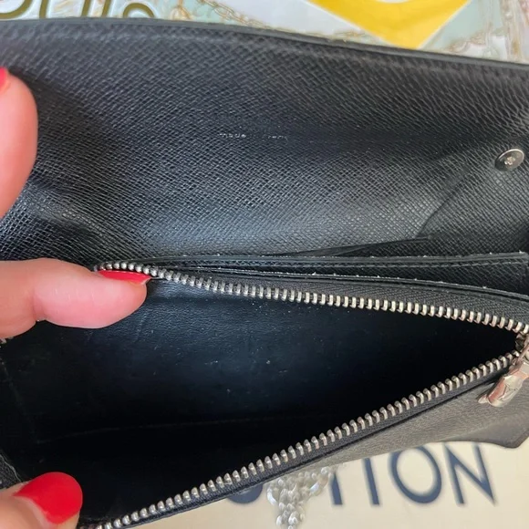 Louis Vuitton Black Damier Graphite Long Wallet on Chain - Picture 8 of 14